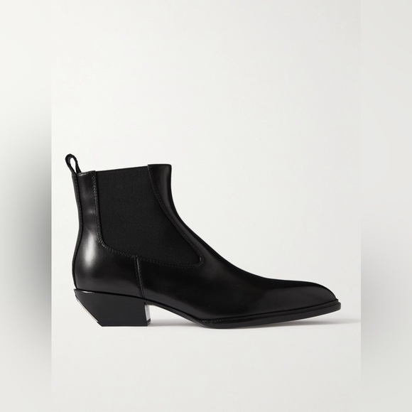 New Alexander Wang black slick 40 cowboy ankle boots in leather Sz36 MSRP:$650 - Picture 4 of 12